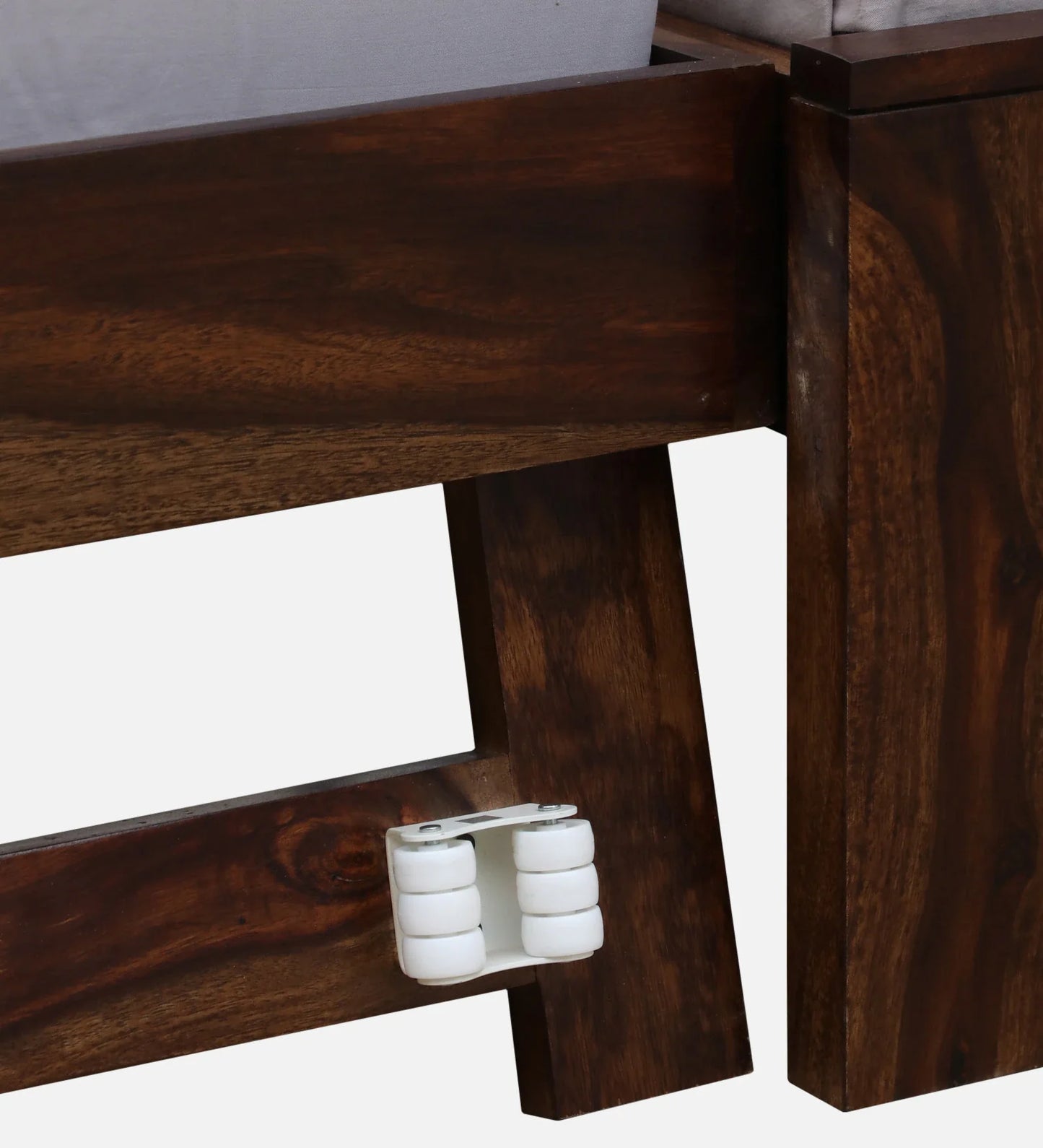 Sheesham Wood Single Bed In Provincial Teak Finish With Trundle