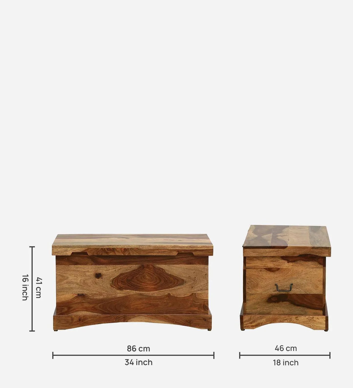 Sheesham Wood Trunk in Scratch Resistant Rustic Teak Finish