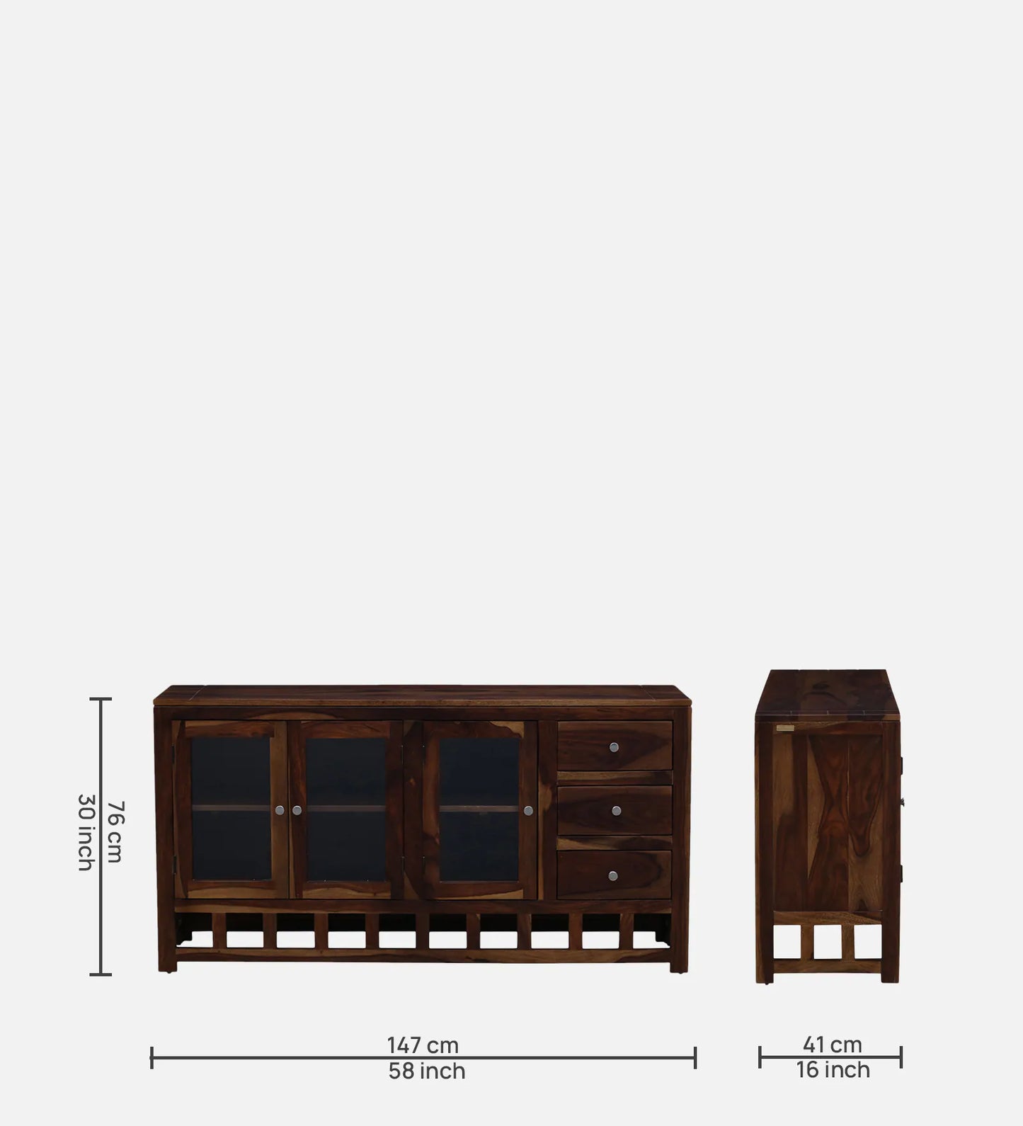 Sheesham Wood Crockery Unit in Scratch Resistant Provincial Teak Finish