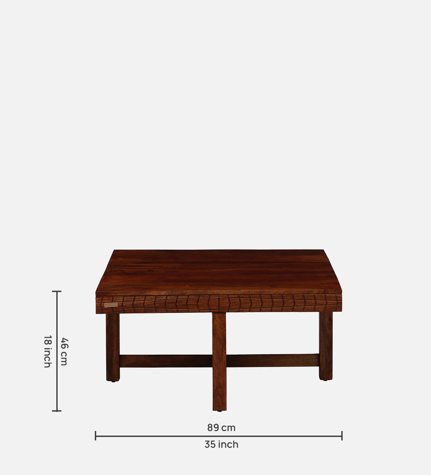 Sheesham Wood Nesting Coffee Table Set in Scratch Resistant Honey Oak Finish With Cushioned Stools