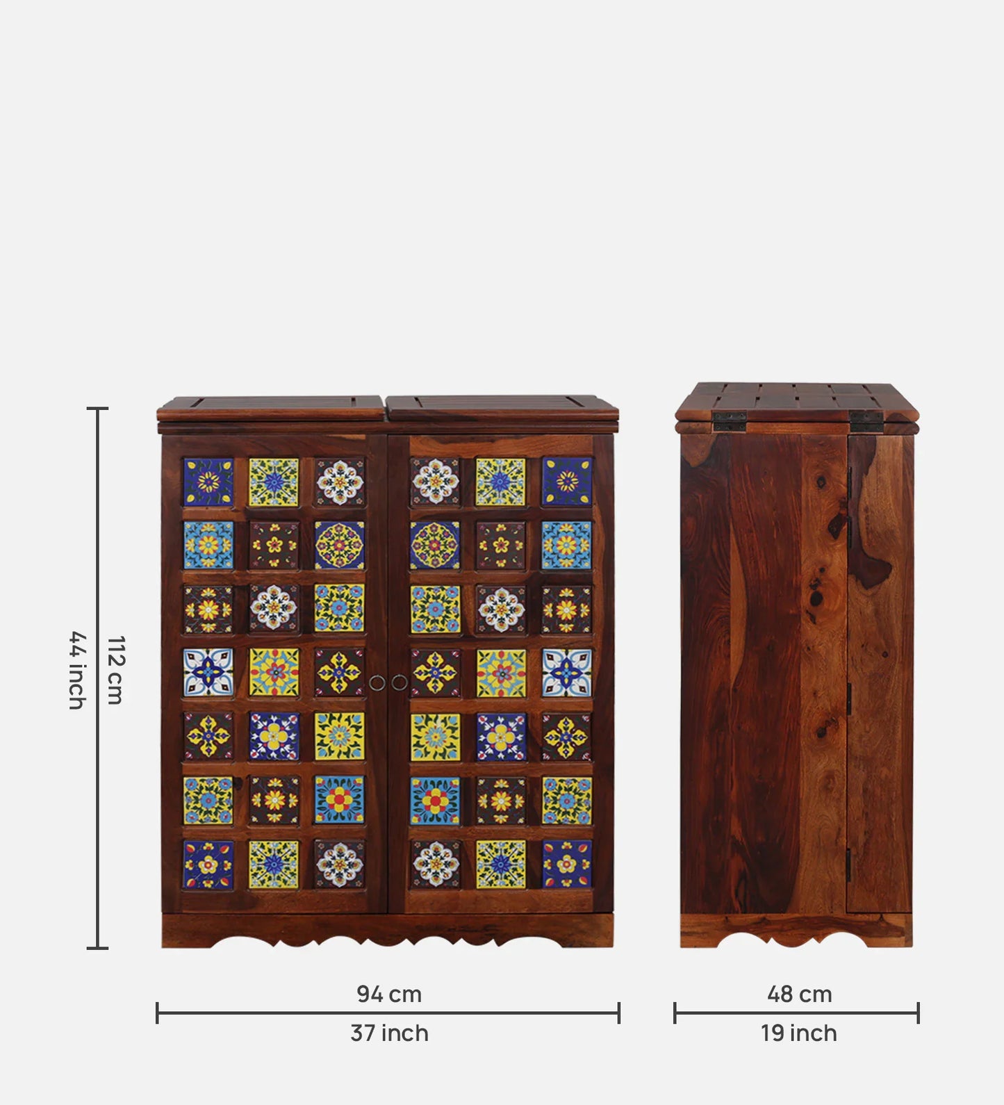 Sheesham Wood Bar Cabinet In Honey Oak Finish