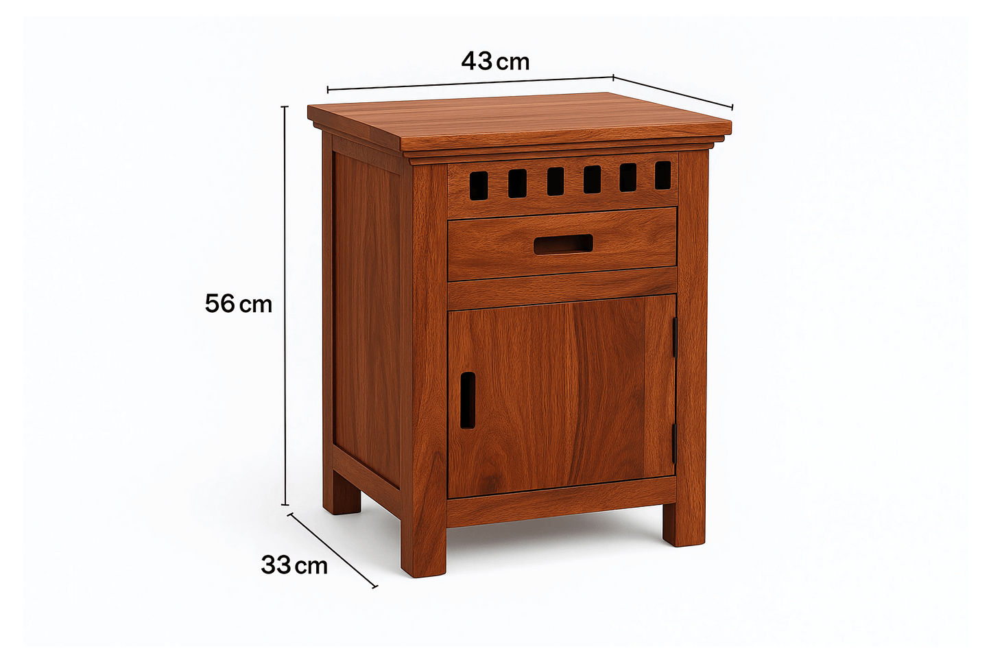 Sheesham Wood Bedside Table | End Table | Sofa Side Table with 1 Door and Drawer for Living Room, Bedroom, Hotel and Home, Honey Finish (L43 x D33 x H56 In CM)