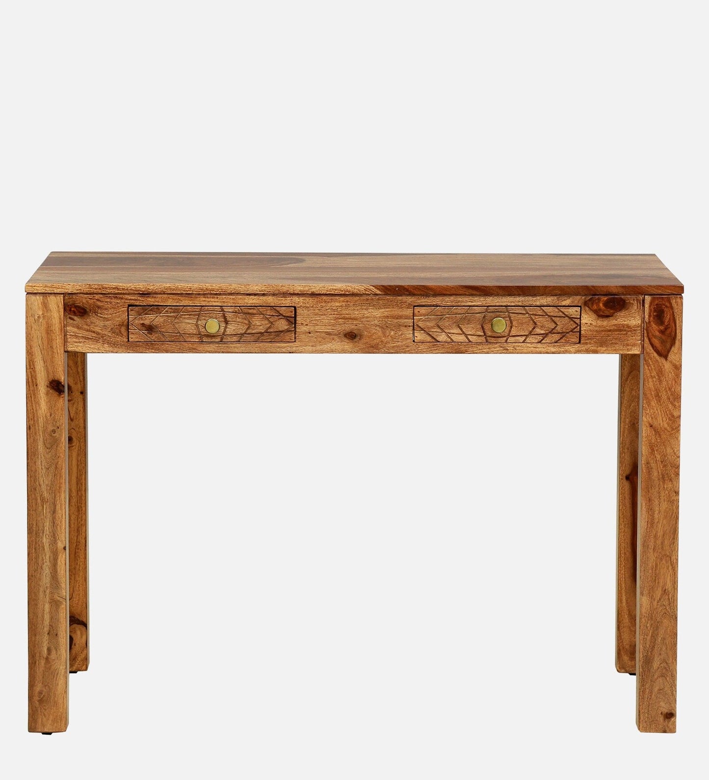 Sheesham Wood Writing Table in Scratch Resistant Rustic Teak Finish With Drawers