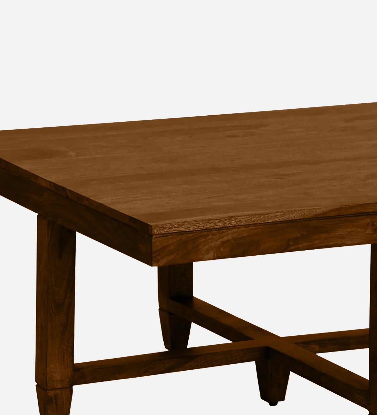 Sheesham Wood Nesting Coffee Table Set in Provincial Teak Finish With Cushioned Stools
