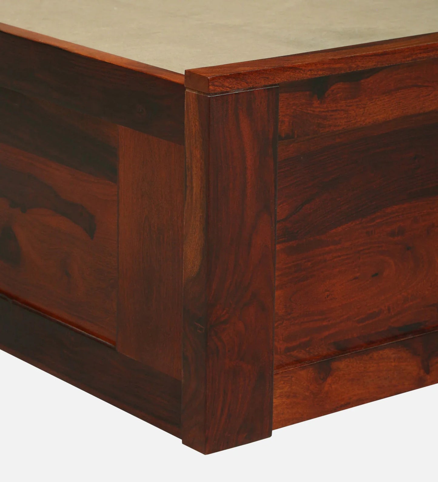 Sheesham Wood Queen Size Bed In Honey Oak Finish With Box Storage