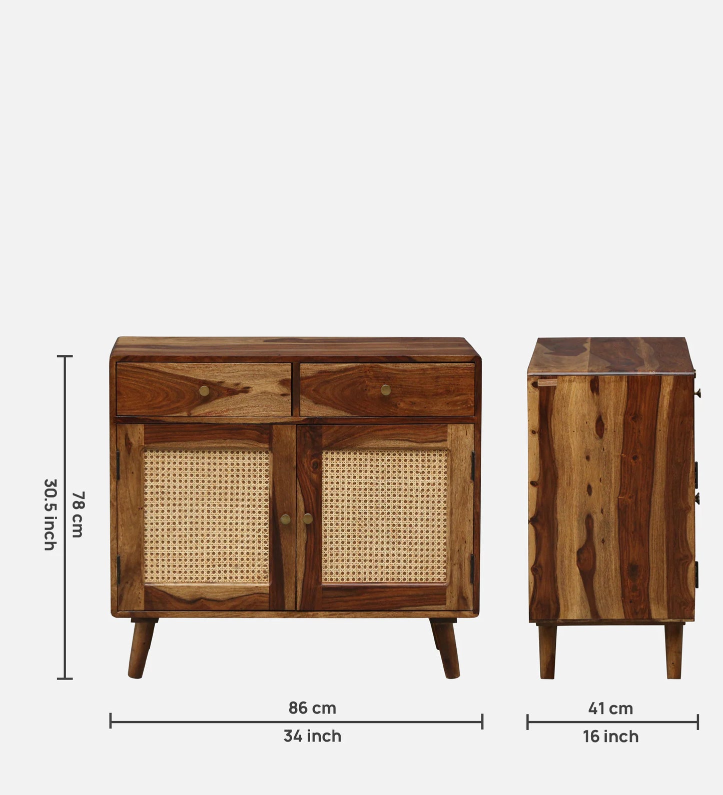 Sheesham Wood 2 Door Sideboard In Provincial Teak Finish