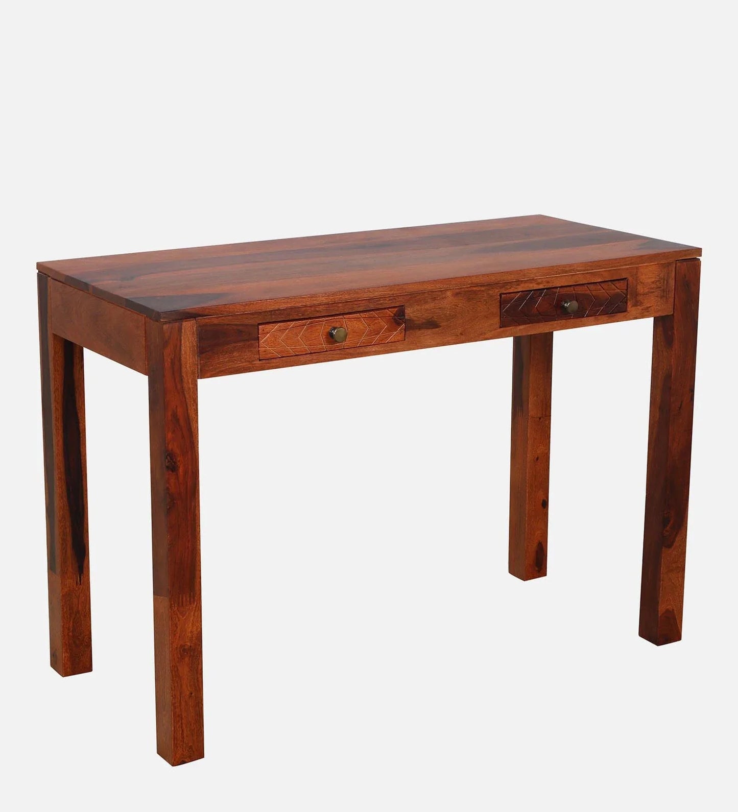 Sheesham Wood Writing Table in Scratch Resistant Honey Oak Finish With Drawers
