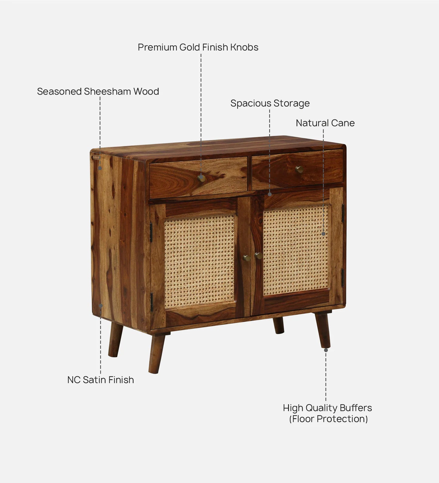 Sheesham Wood 2 Door Sideboard In Provincial Teak Finish